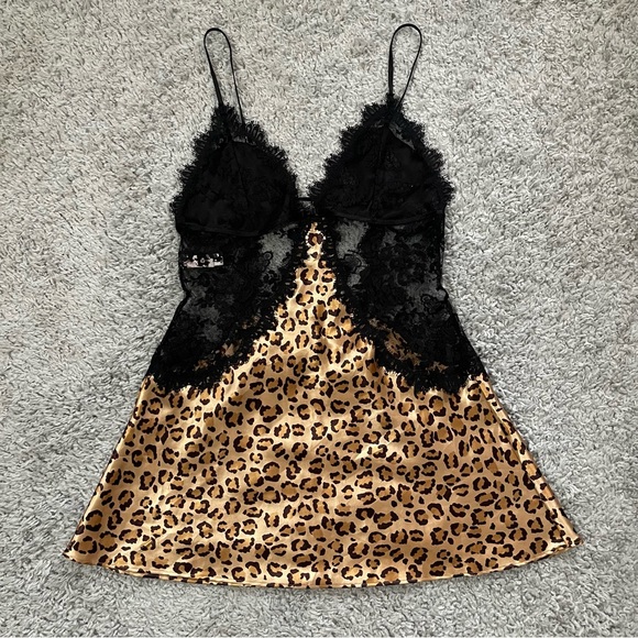 Leopard Print Slip Dress with Lace Details - Picture 1 of 6